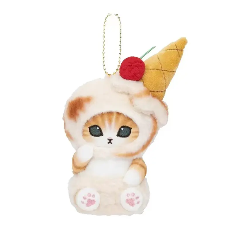 Kawaii Mofusand Shark Cat Japanese Ice Cream Series Plush Toys Keychain Backpack Cute Pendant Boys Girls Christmas Creative Gift