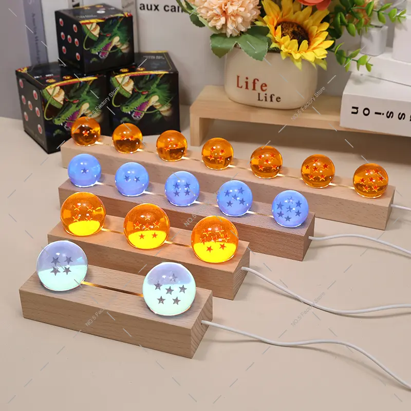 Dragon Ball Z Led Lights Glass Star Ball Display Base Stand 3D Crystal Ball Lamp Holder USB Night Lights DIY Art Decor