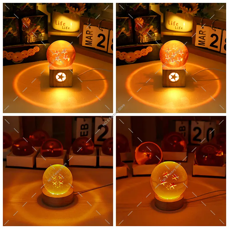 Dragon Ball Z Led Lights Glass Star Ball Display Base Stand 3D Crystal Ball Lamp Holder USB Night Lights DIY Art Decor