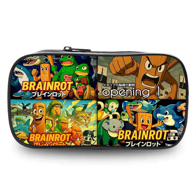 Tralalero Tralala Pencil Cases New Tungtung Sahur Brainrot Kids Stationery Bags Student Back To School Pen Pouch Children Gift