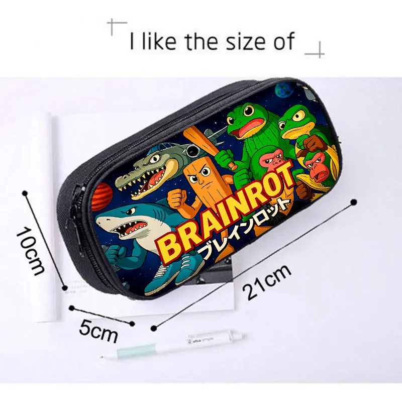 Tralalero Tralala Pencil Cases New Tungtung Sahur Brainrot Kids Stationery Bags Student Back To School Pen Pouch Children Gift