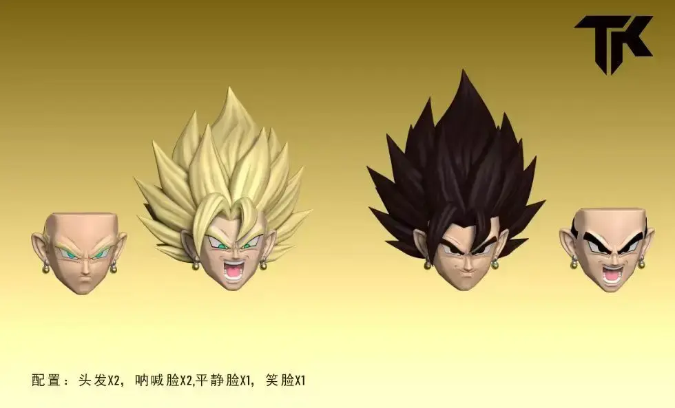 Dragon Ball TK DIY TKCUSTOM TK TK008 TK009 Dragon Ball SHF Fit Vegetto New Heads Custom Headsculpt Set Action Figures Model Toys