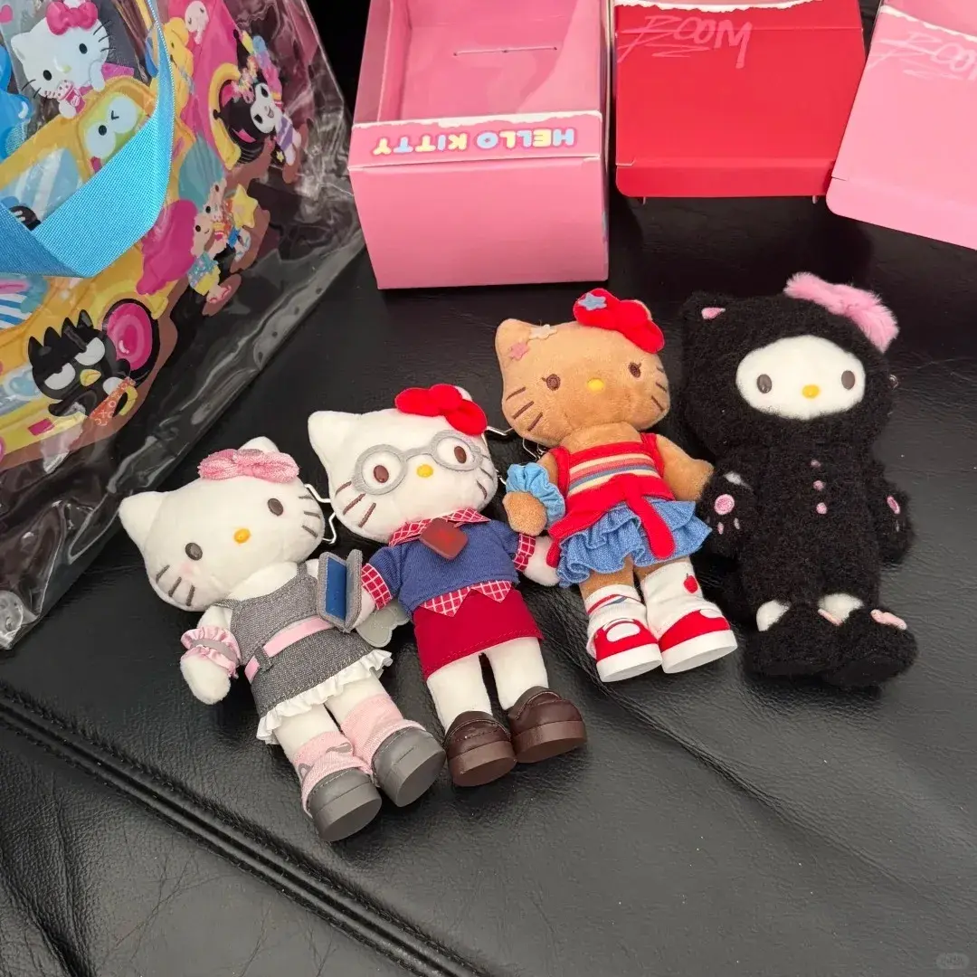 Genuine Sanrio Figure Hello Kitty's Day Plush Keychain bag Pendant Cute Toys Long Leg Kitty Style Stuffed Girl Trendy doll Gift