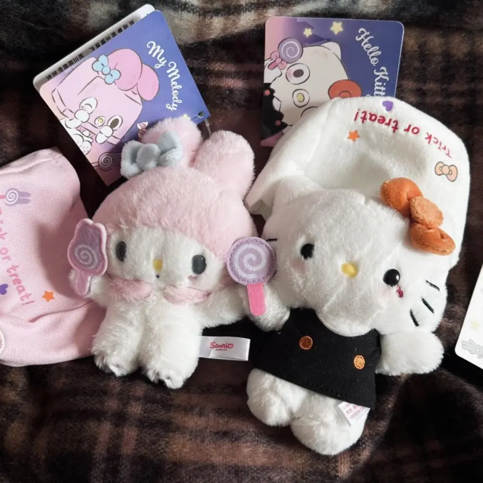Sanrio Masked Ghost Hello Kitty Cinnamoroll Melody Plush Keychain Headband Detachable Girl Bag Pendant Doll Halloween Gift