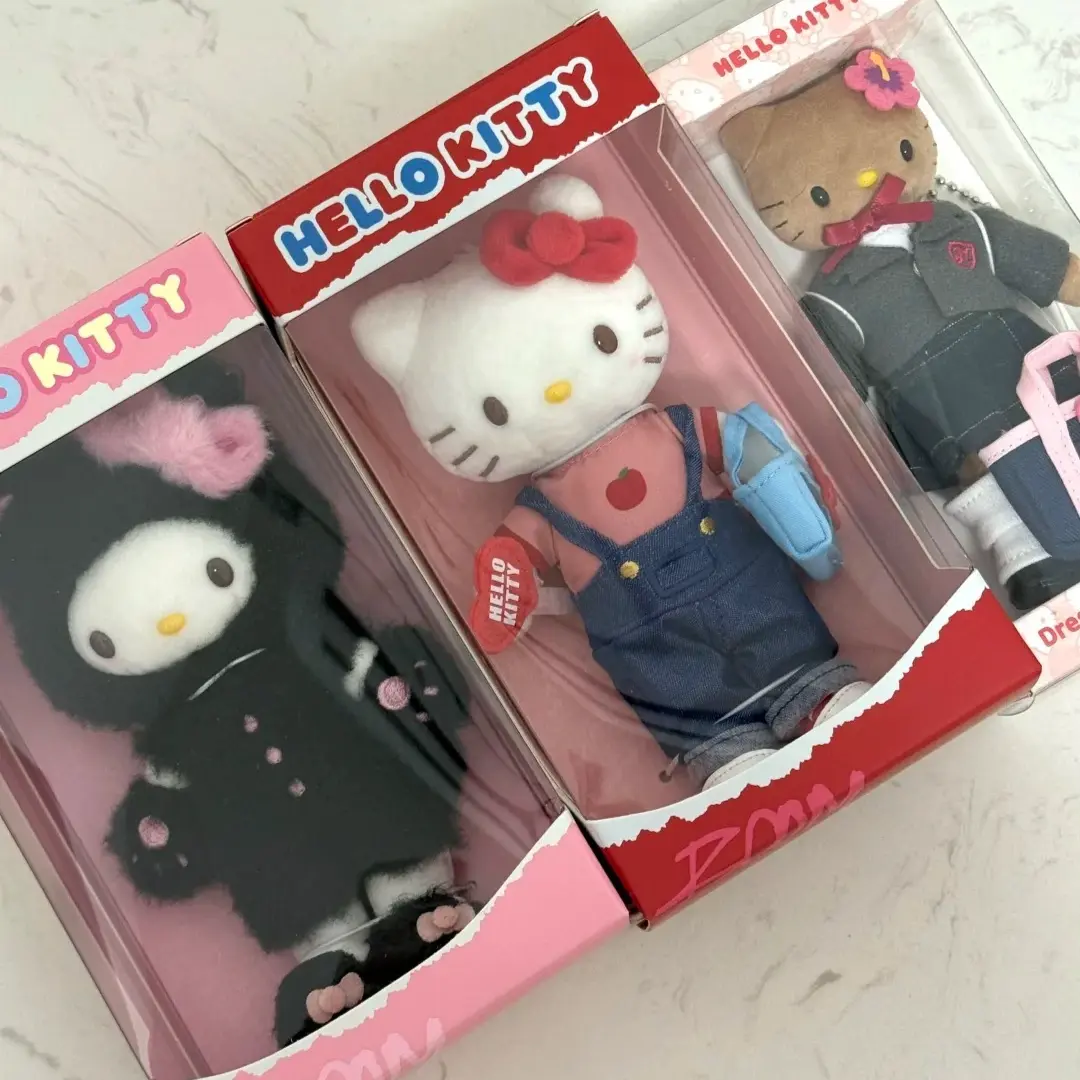 Genuine Sanrio Figure Hello Kitty's Day Plush Keychain bag Pendant Cute Toys Long Leg Kitty Style Stuffed Girl Trendy doll Gift