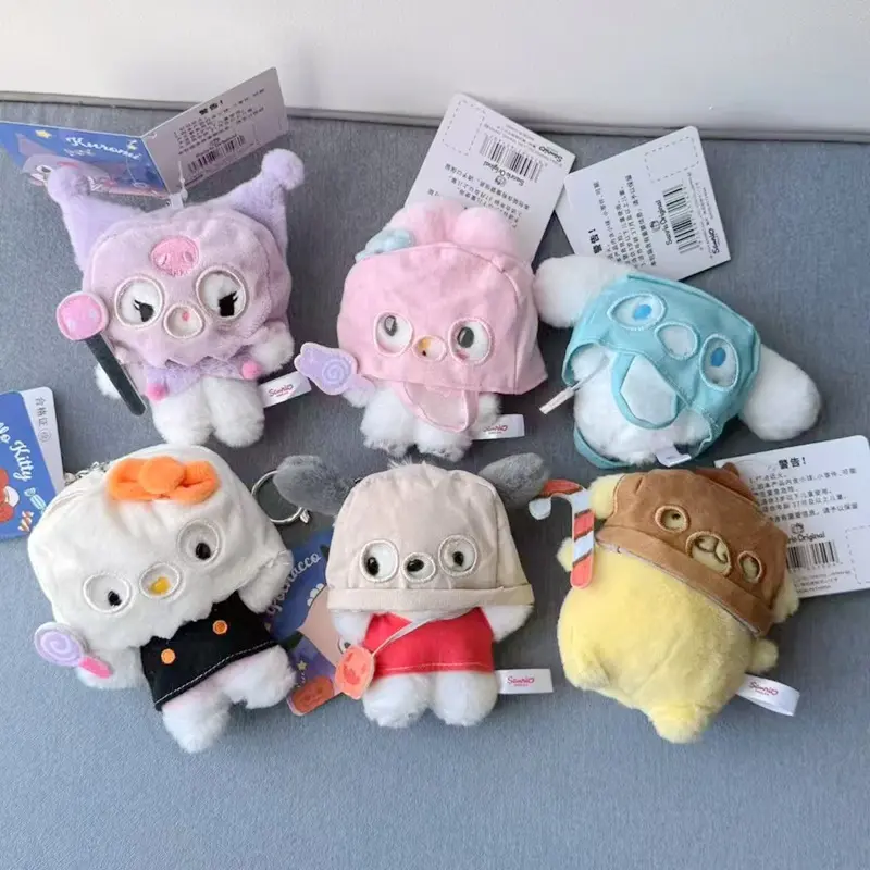 Sanrio Masked Ghost Hello Kitty Cinnamoroll Melody Plush Keychain Headband Detachable Girl Bag Pendant Doll Halloween Gift