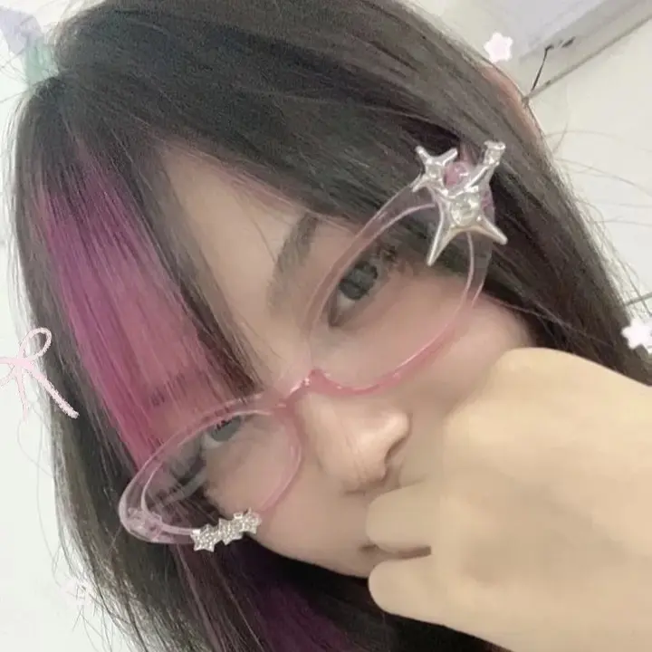 Hello Kitty Glasses Originality Cartoon Subculture Y2k Eyeglass Frame Fashion Trend Personality Take Pictures Decorative Glasses