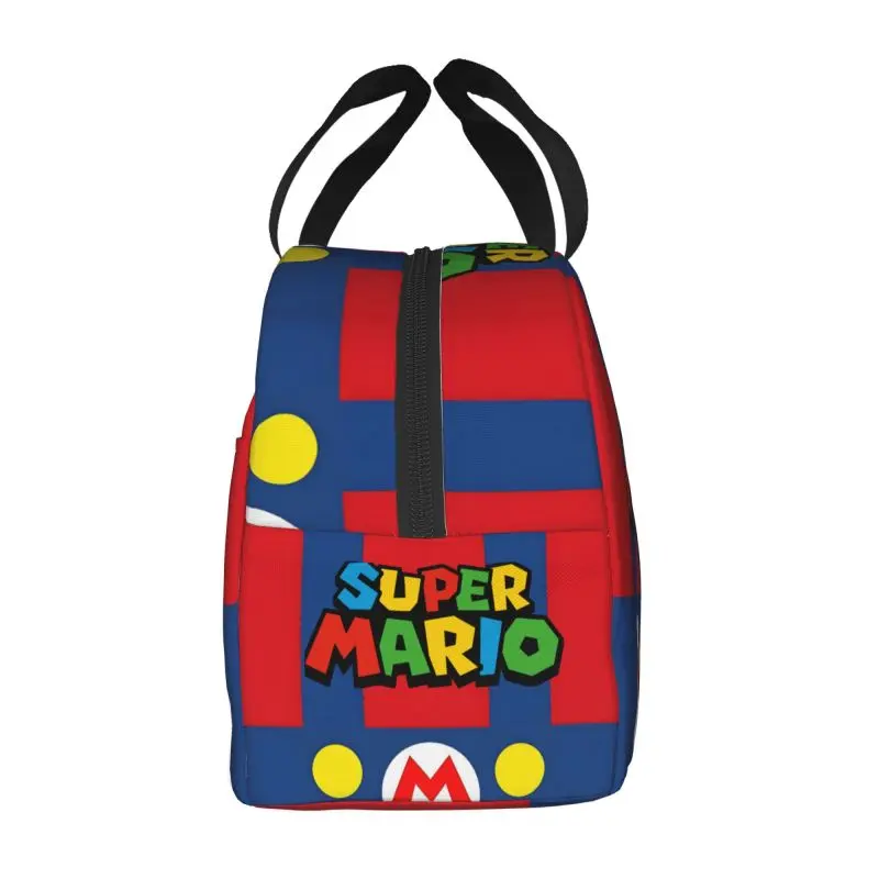Custom M-Marios Super Bros Insulated Lunch Bag for Women Resuable Thermal Cooler Lunch Box Office Work School