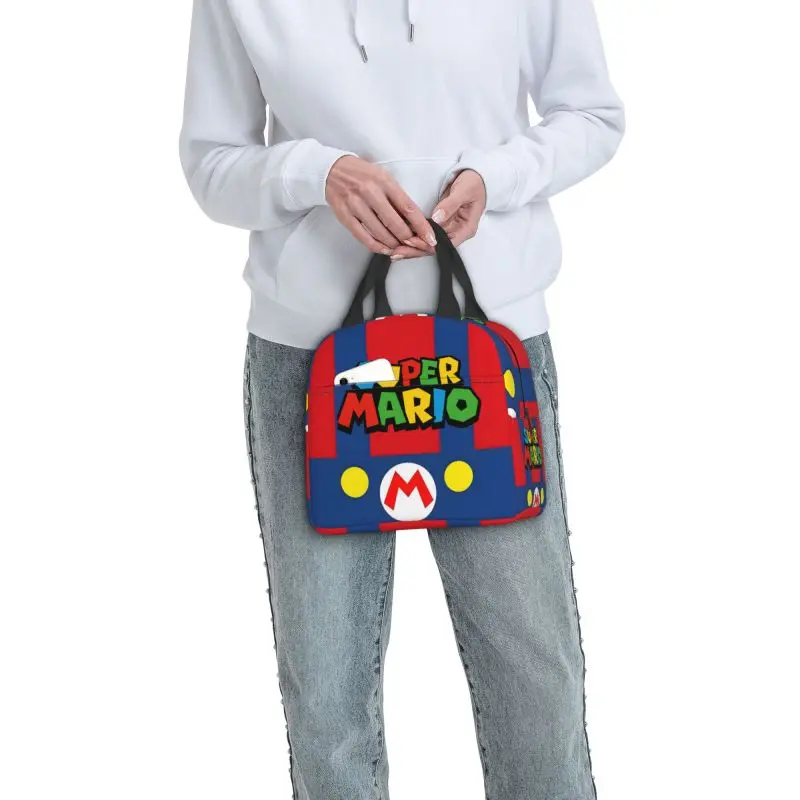 Custom M-Marios Super Bros Insulated Lunch Bag for Women Resuable Thermal Cooler Lunch Box Office Work School