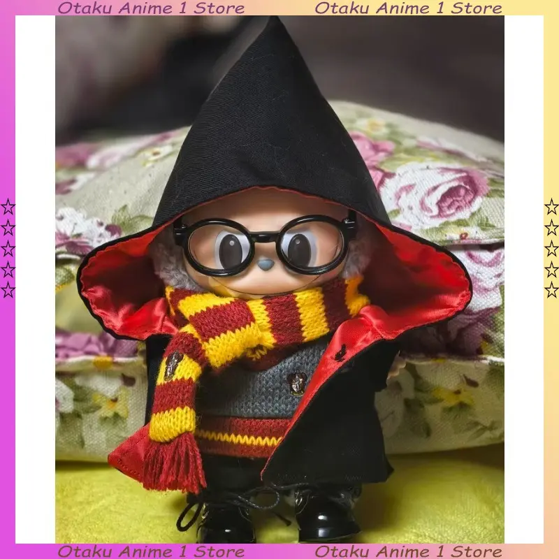 6pcs Labubu School of Magic Suit Cute Hogwarts Magic Cloak Scarf Uniform Mini Plush Doll Clothes Outfit Fashion Doll Accessories