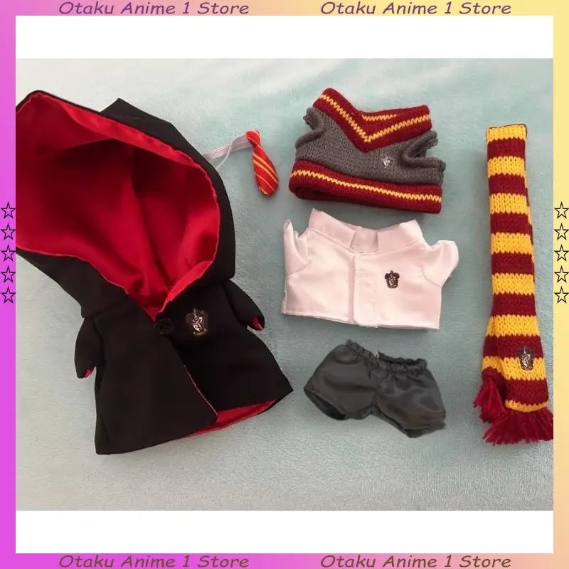 6pcs Labubu School of Magic Suit Cute Hogwarts Magic Cloak Scarf Uniform Mini Plush Doll Clothes Outfit Fashion Doll Accessories