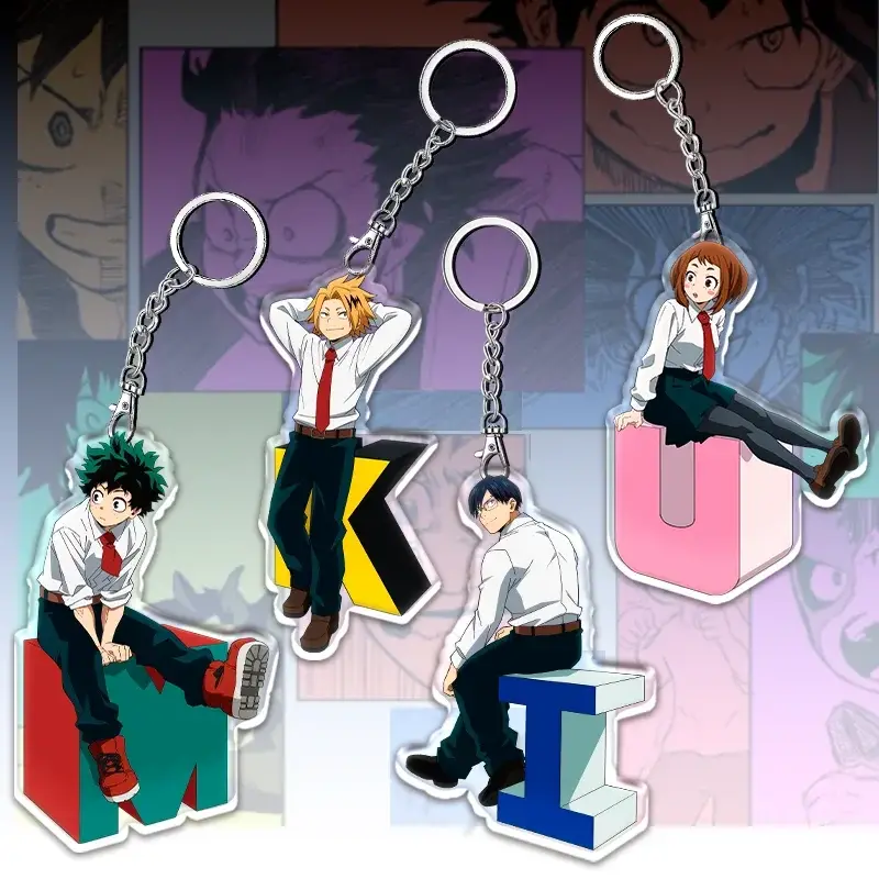 A 12cm My Hero Academia Item Acrylic Keychain Student Backpack Pendant Accessories Halloween Decoration Children's Holiday Gifts