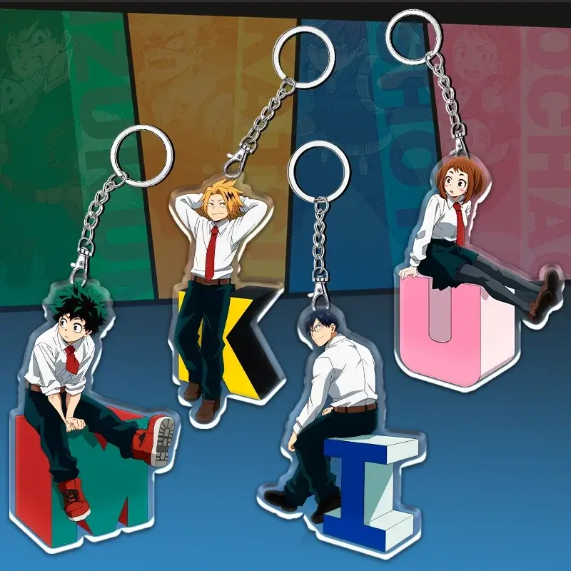 A 12cm My Hero Academia Item Acrylic Keychain Student Backpack Pendant Accessories Halloween Decoration Children's Holiday Gifts