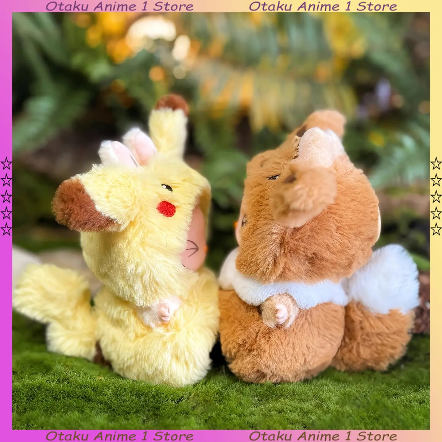 Kawaii Labubu Clothes Cartoon Pikachu Eevee Outfit with Backpack Mini Plush Doll Clothing Fashion Doll Accessories Gift