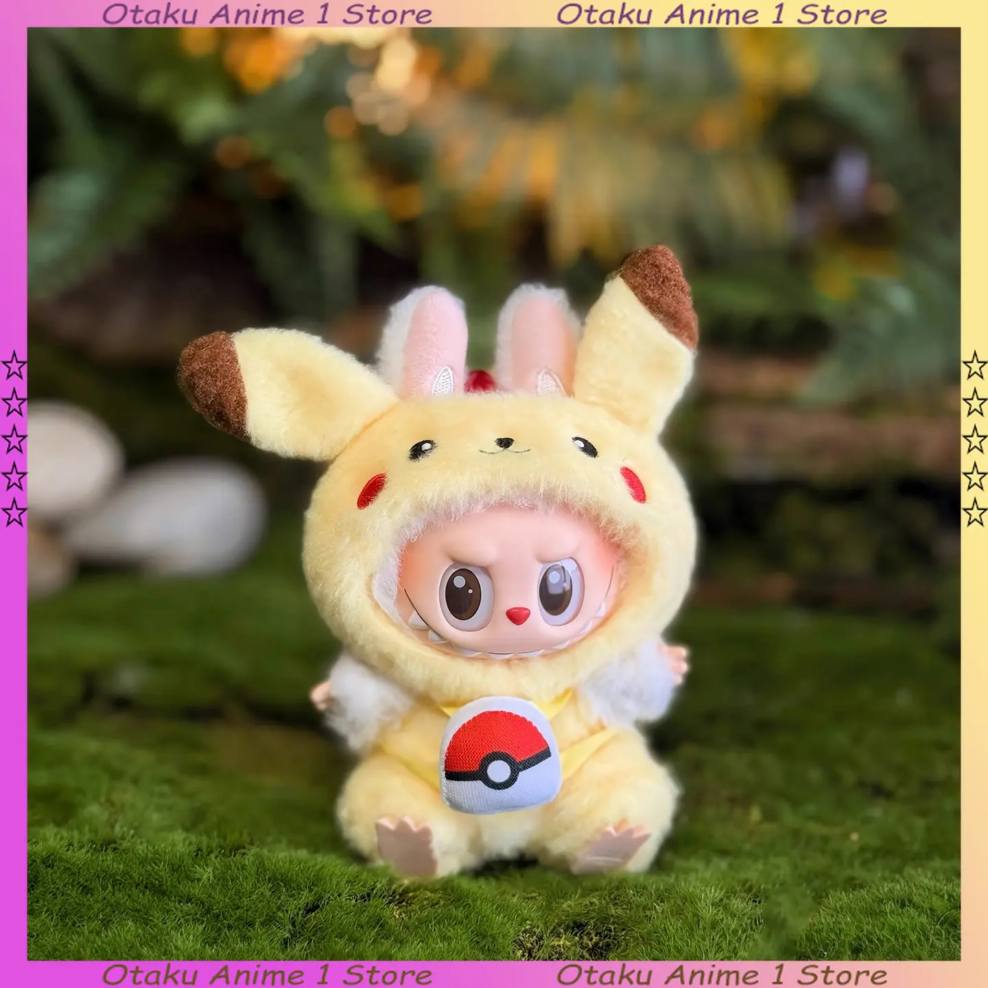 Kawaii Labubu Clothes Cartoon Pikachu Eevee Outfit with Backpack Mini Plush Doll Clothing Fashion Doll Accessories Gift