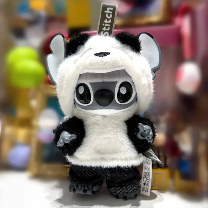 2025 New Miniso Disney Vinyl Toy Stitch Panda Version Chinese Region Limited Anime Figure Movable Desktop Ornament Keychain