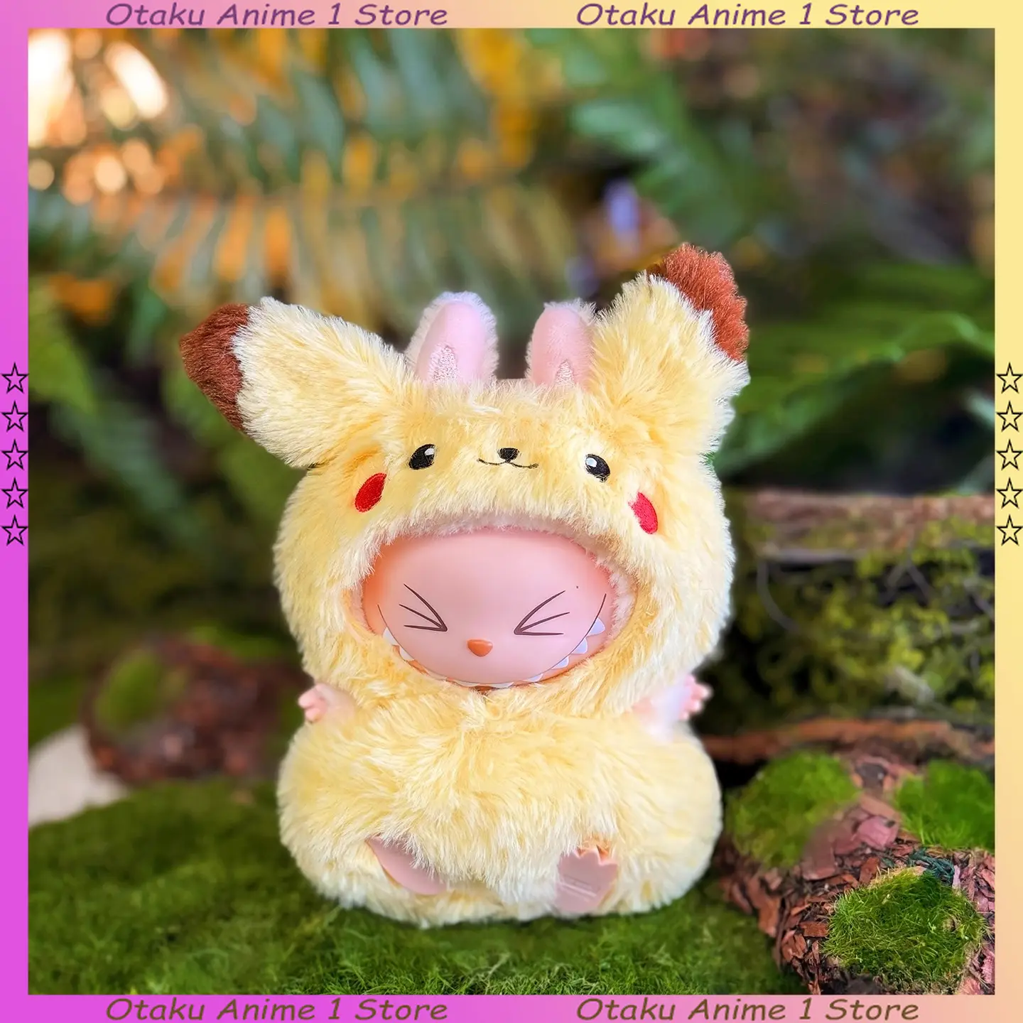 Kawaii Labubu Clothes Cartoon Pikachu Eevee Outfit with Backpack Mini Plush Doll Clothing Fashion Doll Accessories Gift