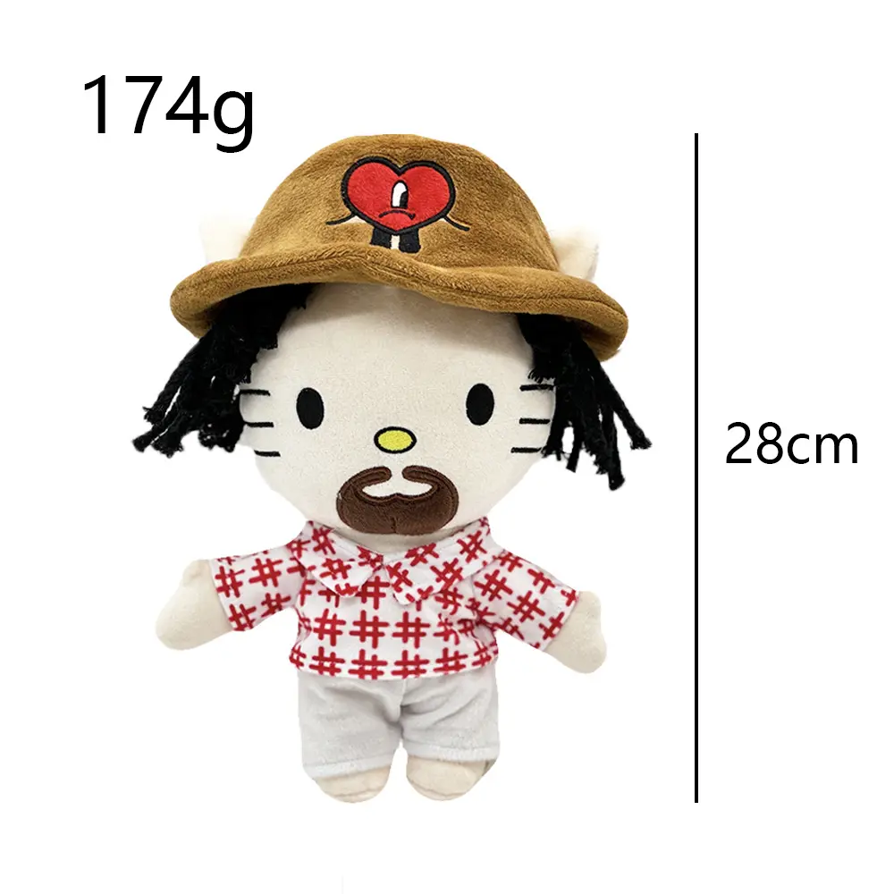 Hello Kitty as Bad Bunny Plush Doll Plushies Stuffed Toys Cute Kids Boys Girls Christmas Gifts