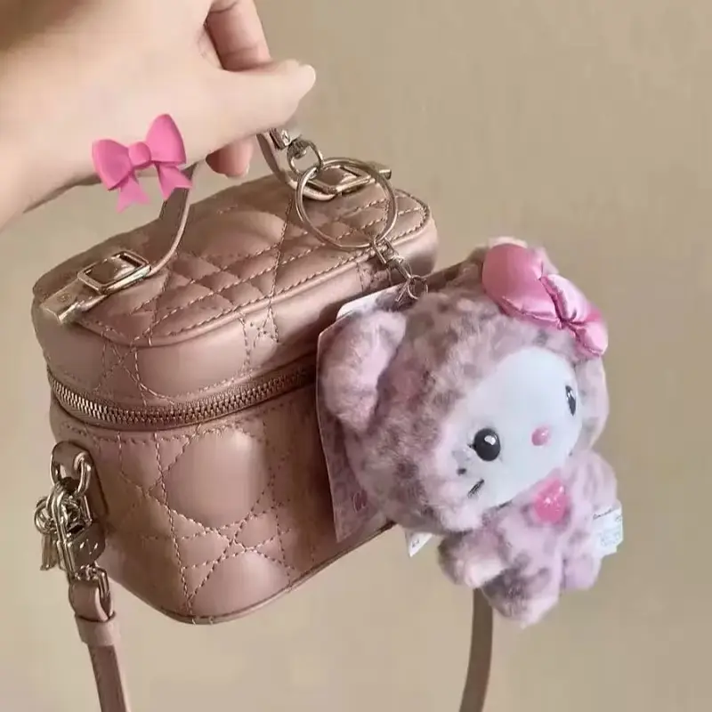 Sanrio Hello Kitty Leopard Print Bear Doll Cartoon Kuromi Cinnamoroll Plush Doll Kawaii Keychain Backpack Pendant DecorationGift