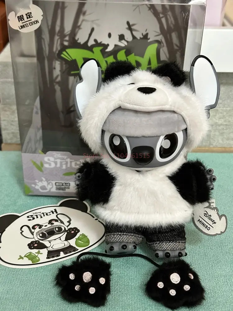New Genuine Disney Stitch Panda Limited Edition Figure Kawaii Elevator Doll Bag Backpack Pendant Keychain Doll Gift Ornament