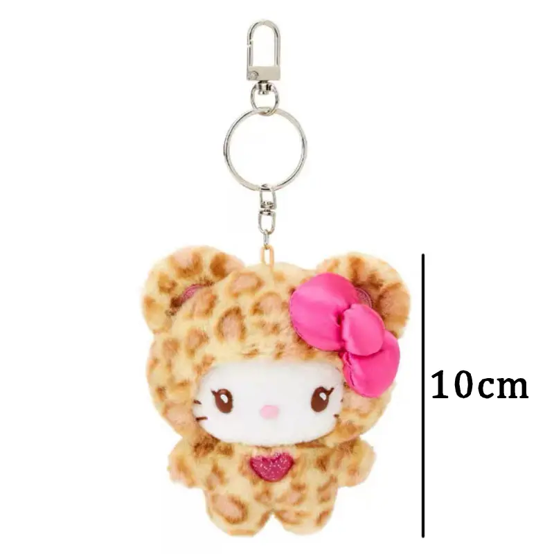 Sanrio Hello Kitty Leopard Print Bear Doll Cartoon Kuromi Cinnamoroll Plush Doll Kawaii Keychain Backpack Pendant DecorationGift
