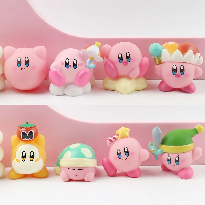 Star Kirby Action Figures Toys with Kirby Cartoon Storage Bag PVC Cute Figure Action Toy Drawstring Pocket