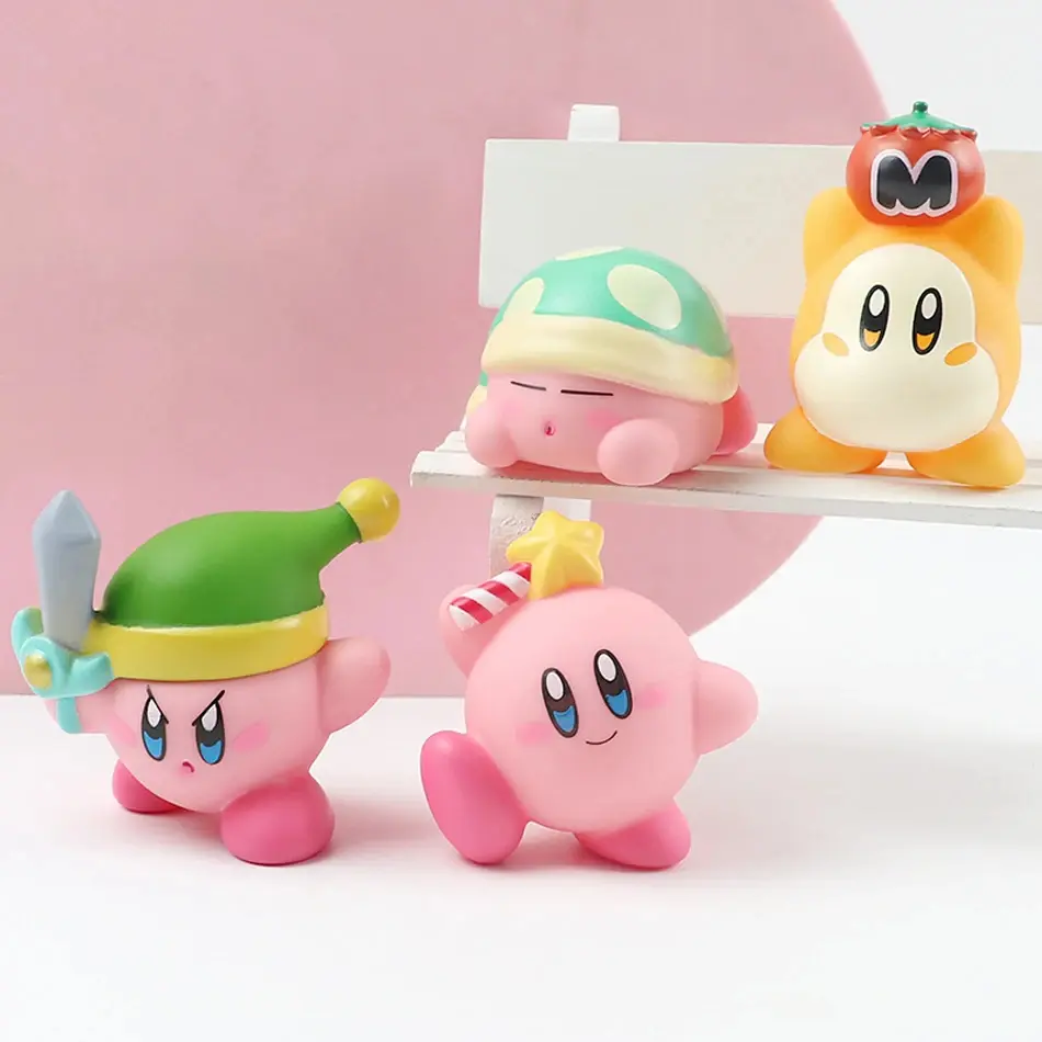 Star Kirby Action Figures Toys with Kirby Cartoon Storage Bag PVC Cute Figure Action Toy Drawstring Pocket