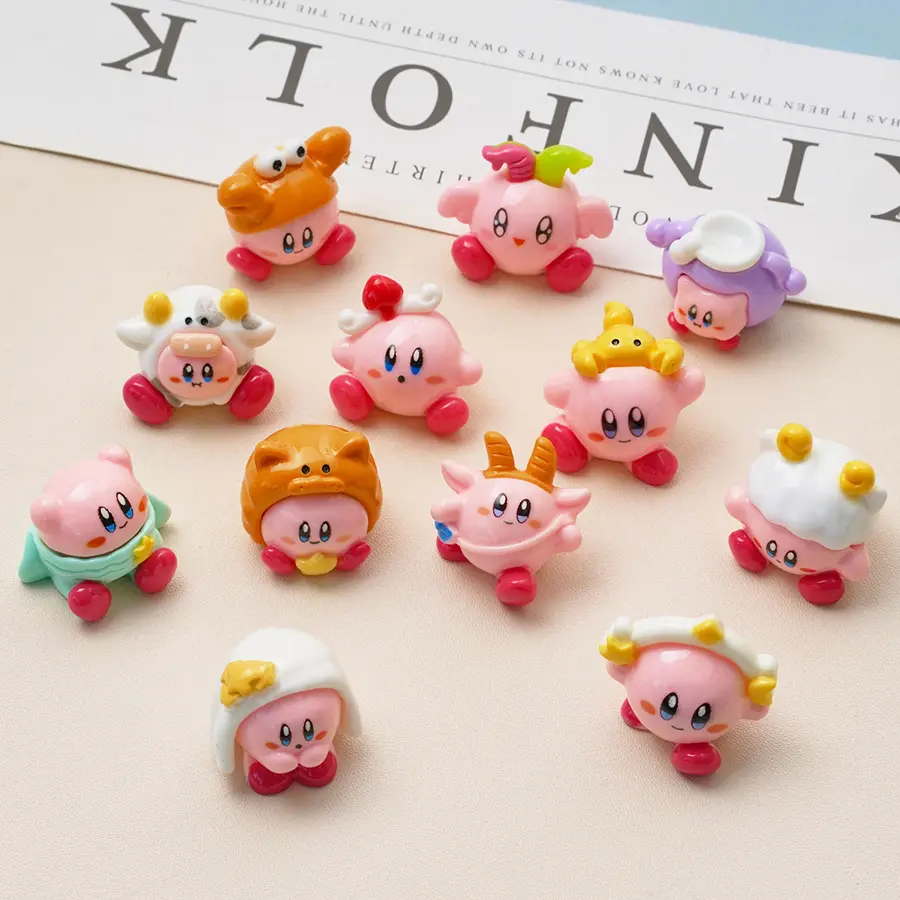 Star Kirby Action Figures Toys with Kirby Cartoon Storage Bag PVC Cute Figure Action Toy Drawstring Pocket
