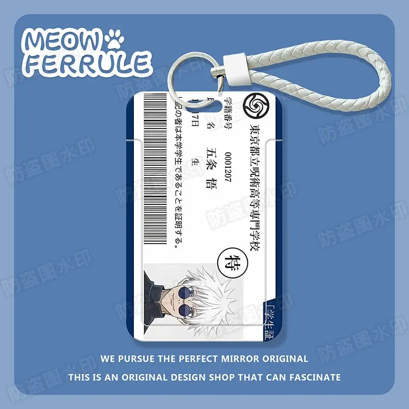 Anime Jujutsu Kaisen Itadori Yuji Satoru Gojo Kugisaki Nobara Card Holder Keychain Student ID Card  Bus Credit Card Pass Hang