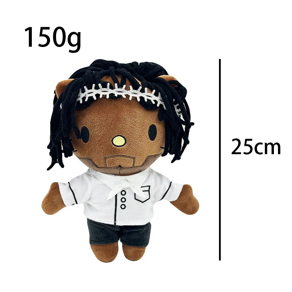 2025 New Hello Kitty Kendrick Lamar Wear White Clothes Boy Plush Doll Figure Stuffed Toy Cute Boys Girls Birthday Gift