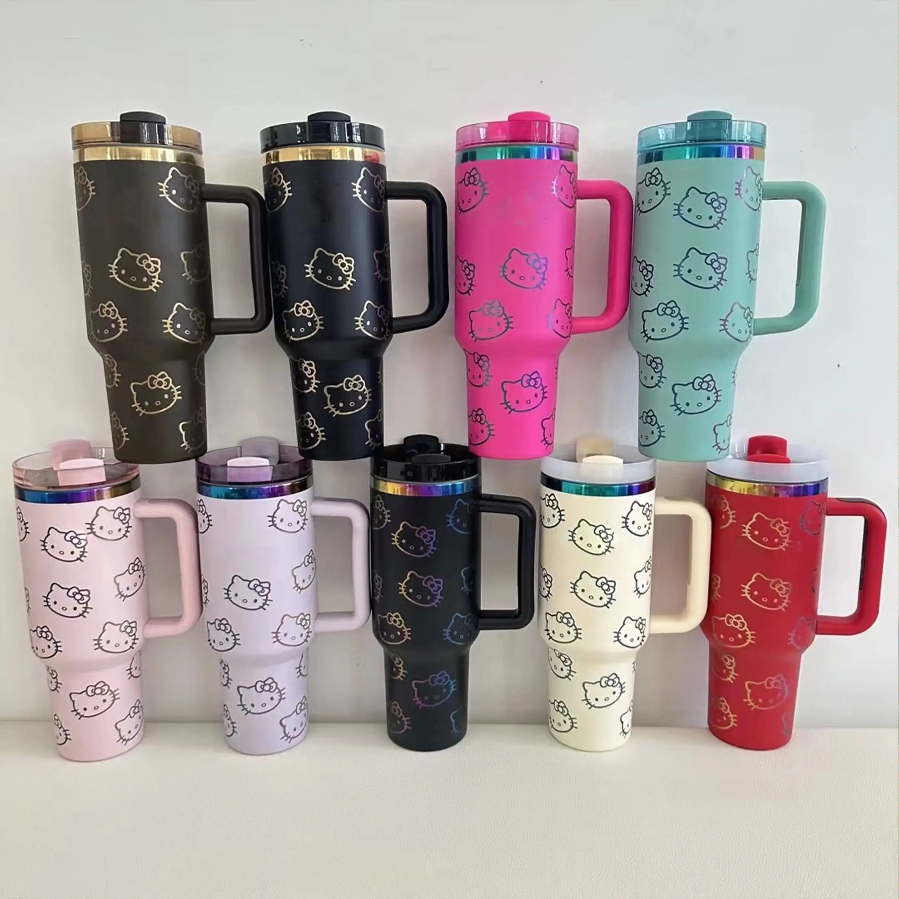 Christmas Gift 2024 Handle Straw Lid Stainless Steel 40oz Vacuum Insulated Car Mug Double Wall Insulated Ice Travel Mug