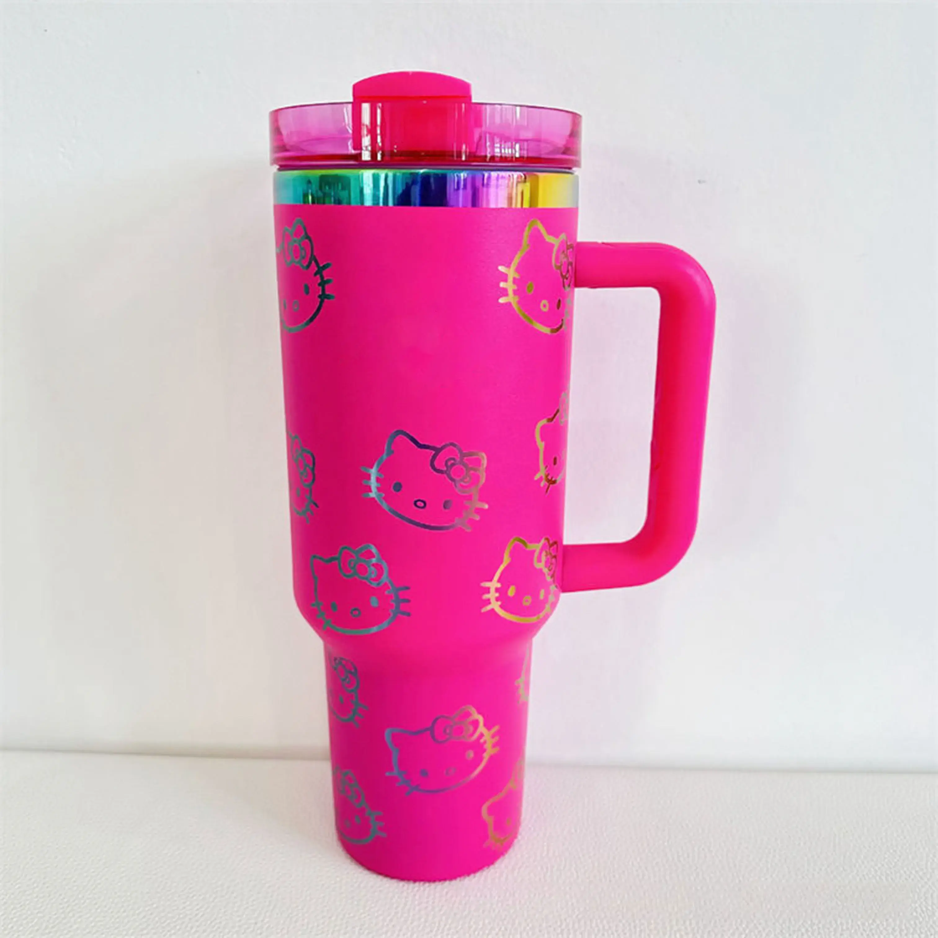 Christmas Gift 2024 Handle Straw Lid Stainless Steel 40oz Vacuum Insulated Car Mug Double Wall Insulated Ice Travel Mug