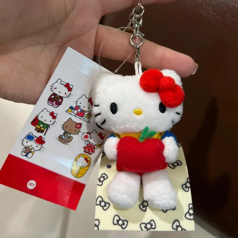 New Cartoon Hellokitty Plush keychain Sanrio plush Bag Pendant black skin Strawberry Sakura White Bear me series Plush Doll Toy