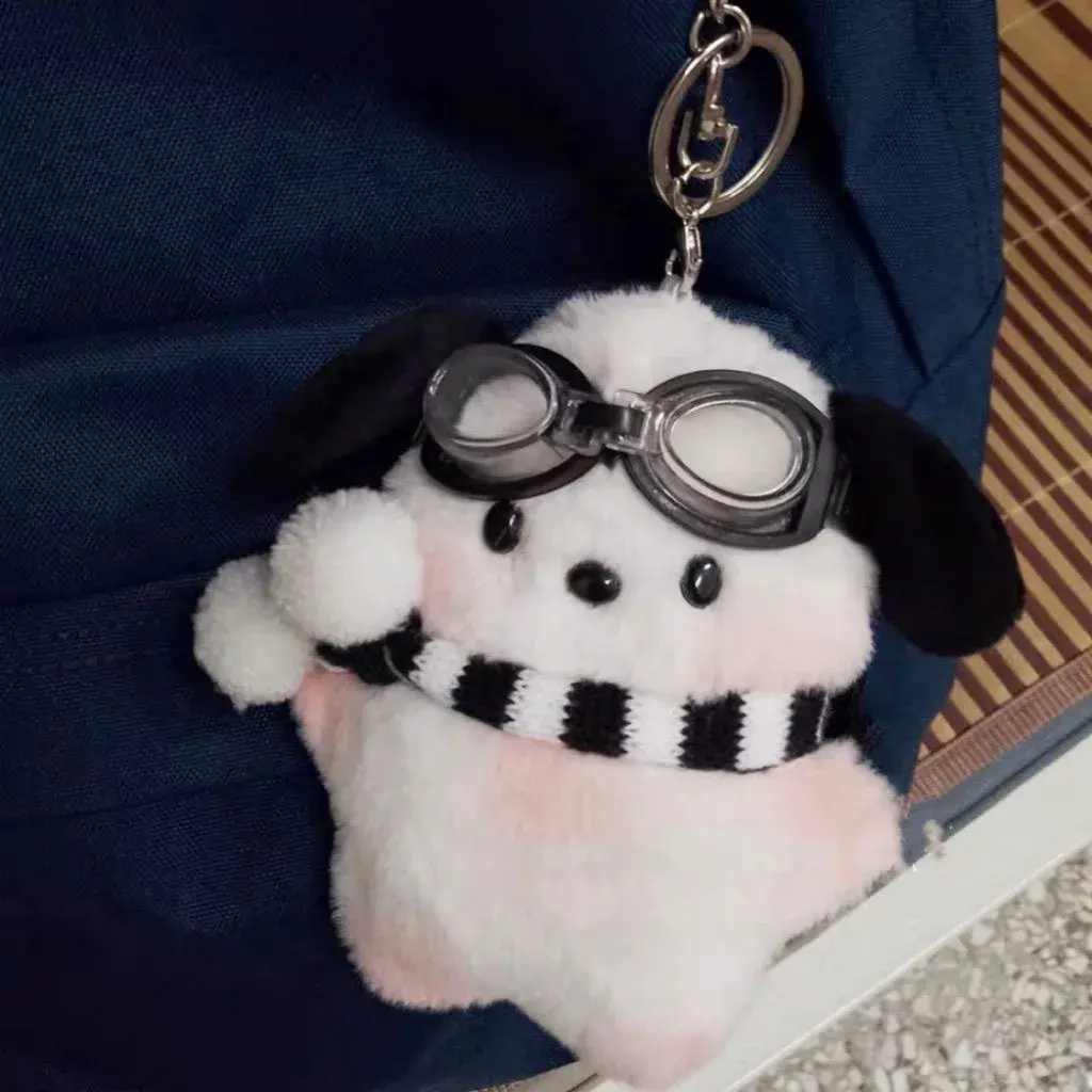 Kawaii Sanrio Pilot Pochacco Plushie Keychain Instagram Style Bag Hanging Plush Doll Schoolbag Puppy Pendant Gift for Children