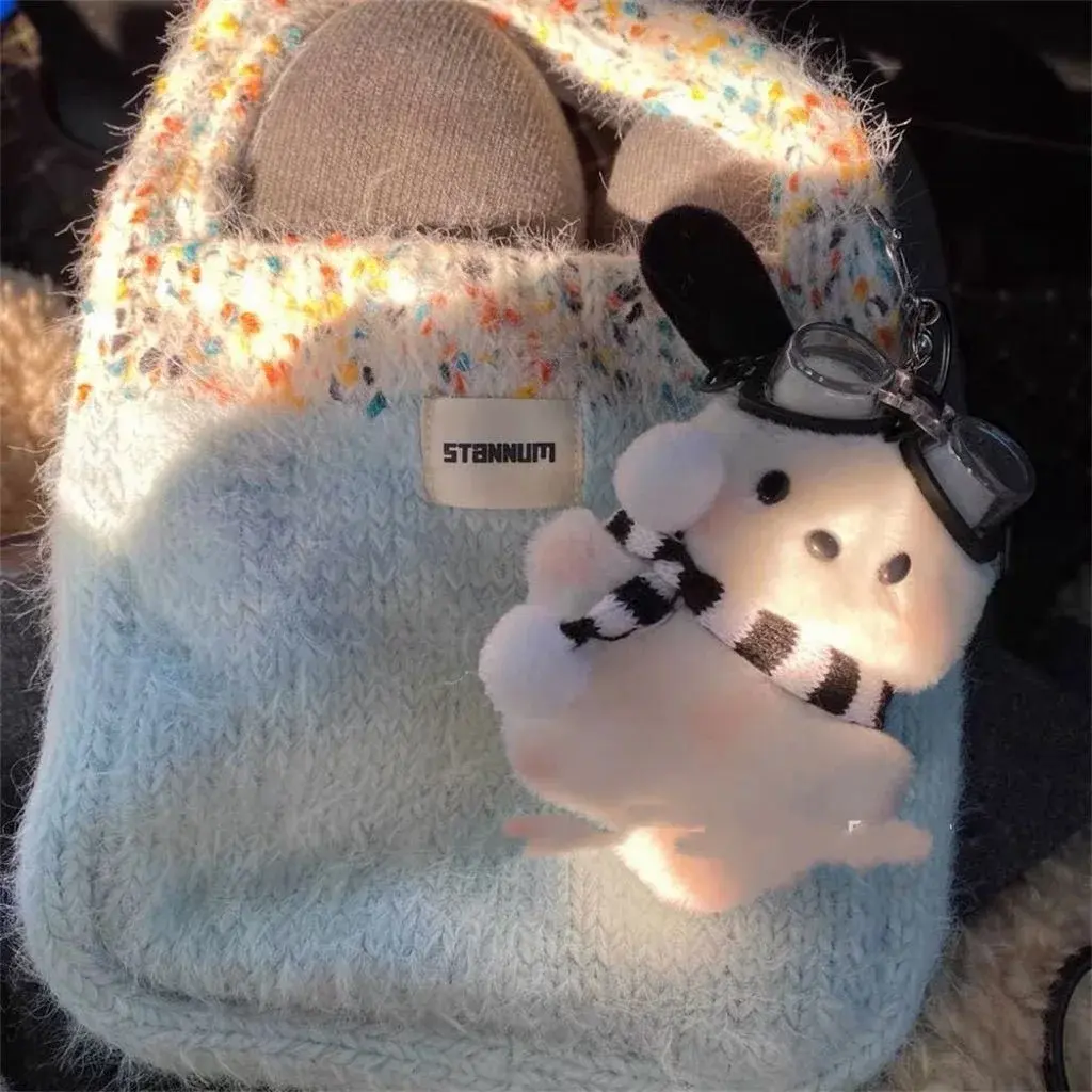 Kawaii Sanrio Pilot Pochacco Plushie Keychain Instagram Style Bag Hanging Plush Doll Schoolbag Puppy Pendant Gift for Children