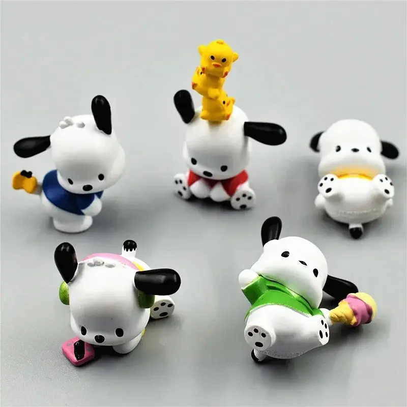 5Pcs Set Sanrio Anime Figure Doll 3-4cm Kawaii Pochacco Melody Model Accessories Children's Toys Gift Action Figures