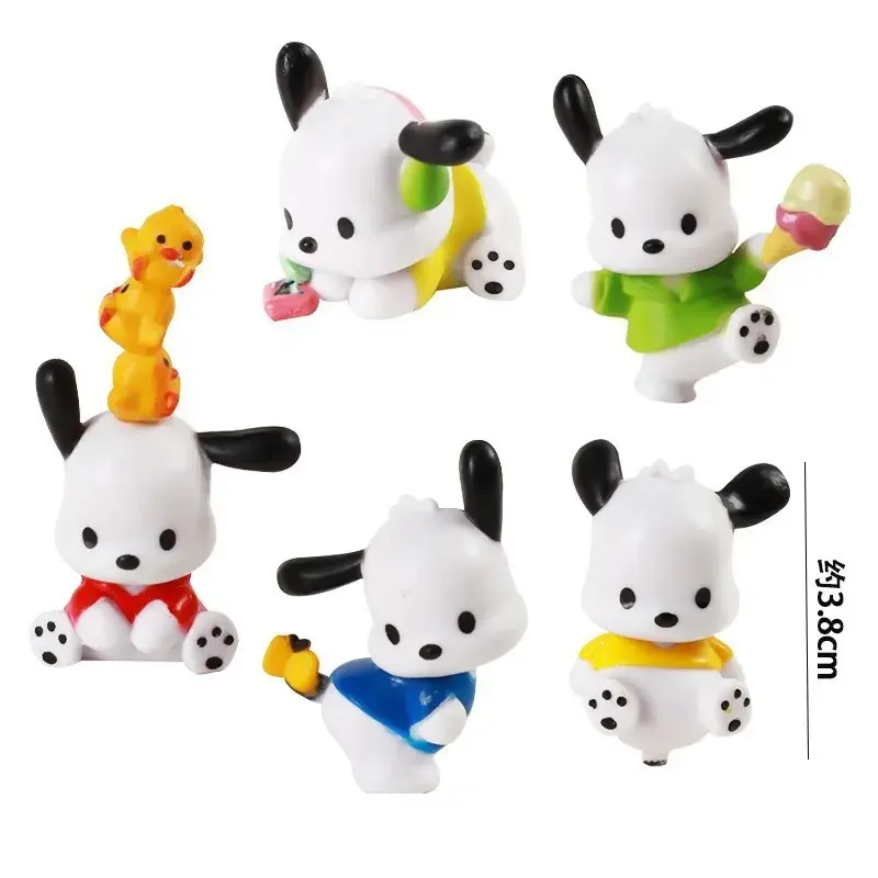 5Pcs Set Sanrio Anime Figure Doll 3-4cm Kawaii Pochacco Melody Model Accessories Children's Toys Gift Action Figures