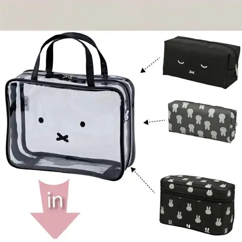 4pcs Kawaii Miffys Cute Large Capacity Makeup Bag Cartoon Cosplay Travel Storage Handbag Toiletries Classification Bag Toy Gift