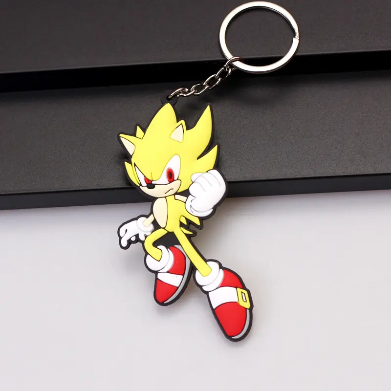 Movie Game Hedgehog, Super Sonic, Super Sonic Mouse Double sided Doll Keychain Bag Jewelry Car Pendant Children's Birthday Gift