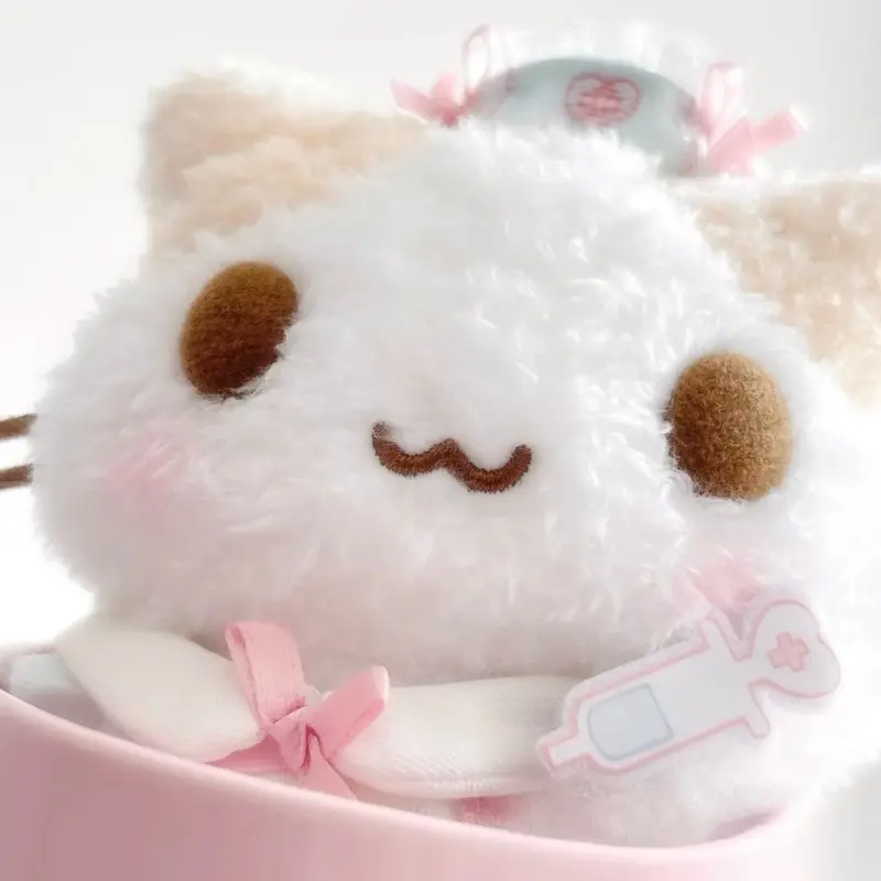 Masyumaro Fluffy Fuwa Nyanko Cat Plush Keychain Keyring Keyholder Cartoon Kawaii Cute Bag Keychains Mascot Charm Key Chain