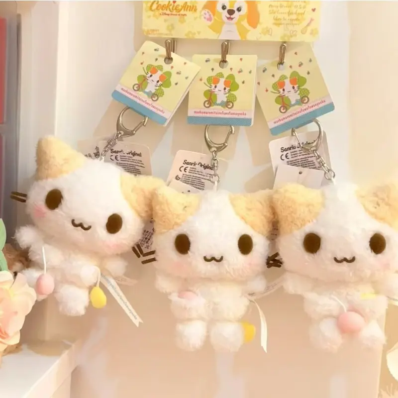 Masyumaro Fluffy Fuwa Nyanko Cat Plush Keychain Keyring Keyholder Cartoon Kawaii Cute Bag Keychains Mascot Charm Key Chain