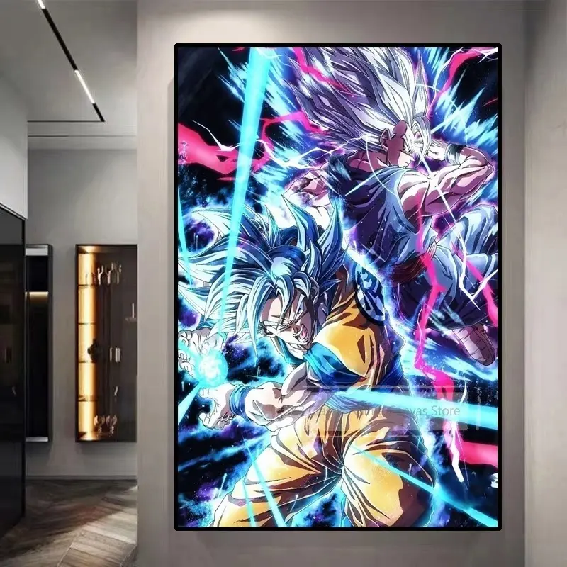 Dragon Ball Decorative Painting Sun Wukong Super Saiyan Japanese Anime Hanging Picture Living Room Bedside Mural