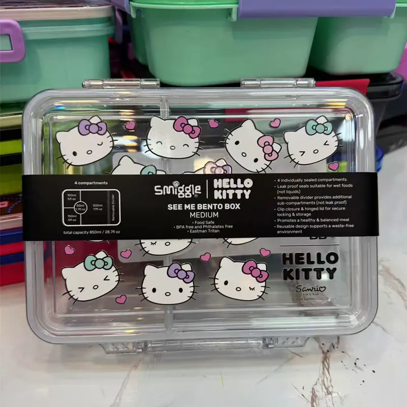 New Miniso Hello Kitty Simggle Cartoon Stitch Lunch Box Tirtan Lunch Box Student Insulation Kawaii Lunch Box