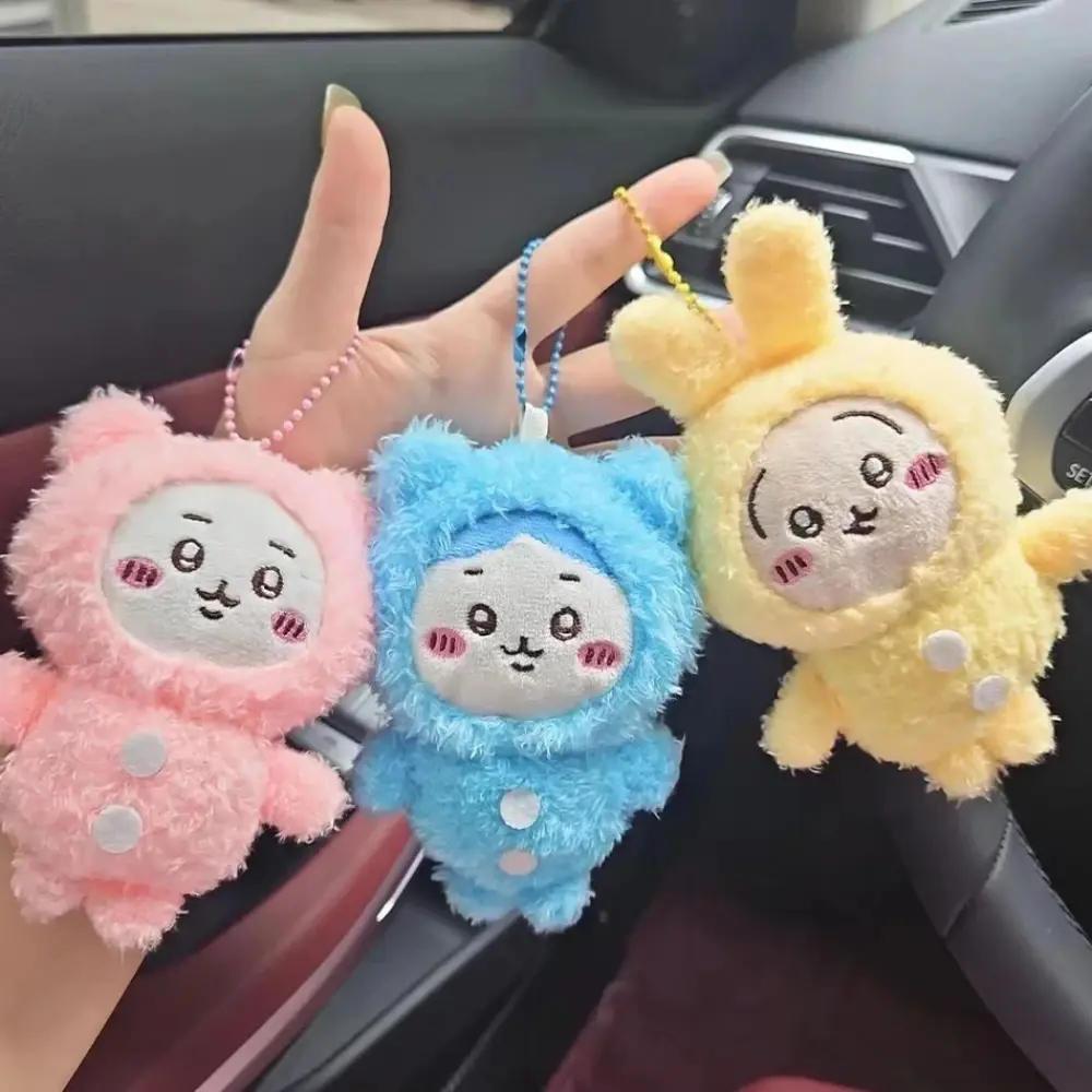 MONISO Kawaii Chiikawa Japanese Selfdeprecating Bear Pendant Plush Toy Doll Cute Bear Schoolbag Hanging Cartoon Rabbit Keychain