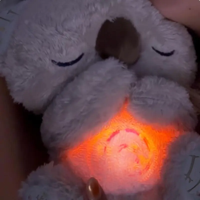 Adorable Breathing Koala Plush Baby Sleep Aid with Soft Night Light Rhythmic Vibration Gentle Music Sounds Bedtime Comfort Toy