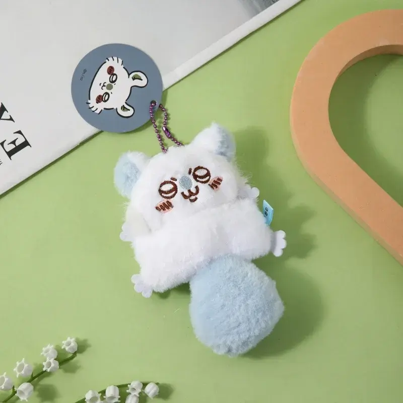 Fluffy Chiikawa Momonga Plush Keychain Flying Squirrel Mascot Pendant Cute Anime Stuffed Toy Bag Accessory Gift for Backpack