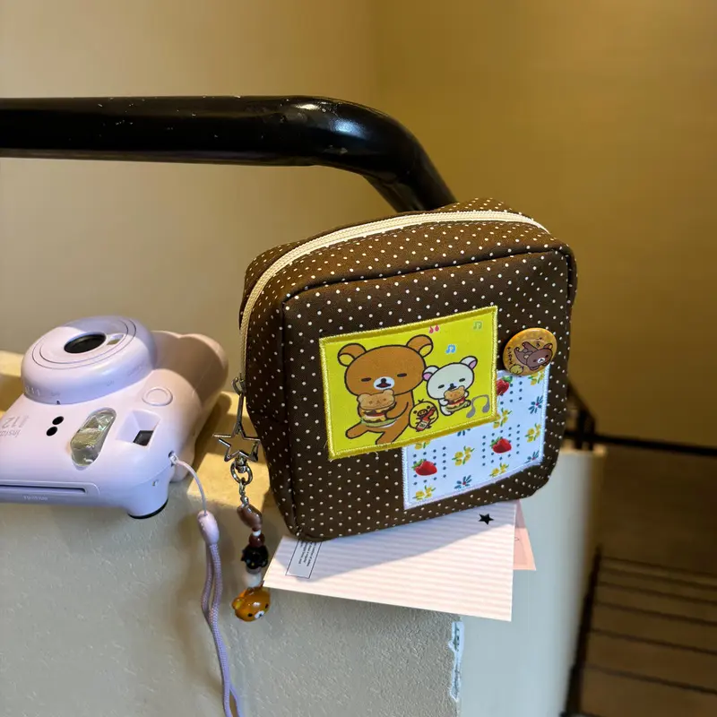 Rilakkuma wave bear cosmetic bag female 2025 new portable sundries travel large-capacity polaroid storage bag