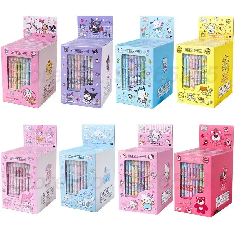 12pcs Sanrio Black Neutral Pen Hellokitty Melody Kuromi Cinnamoroll Roller Ball Pen School Supplies Stationery Wholesale