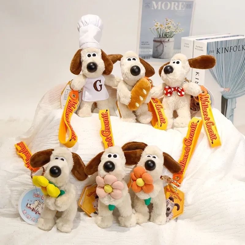 Cartoon Plush Key Chain  Wallace&Gromit Plush Toy Backpack Pendant Keychain Kawaii Cute Key Chain Car Key Decoration Xmas Gift
