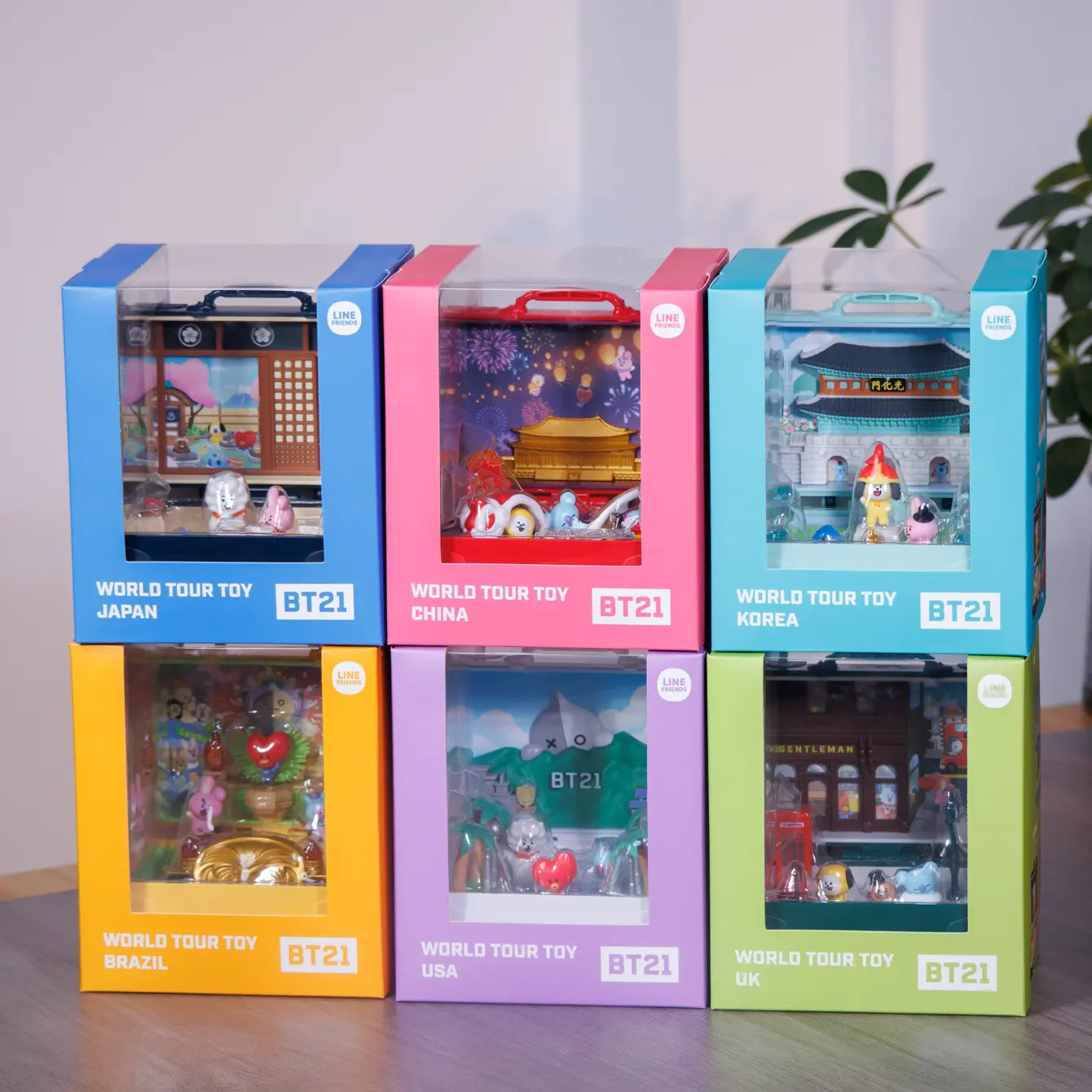 BTS BT21 World Tour Miniature Scenes Suitcase Toys Model Sculpture Home Furnishings Support Peripherals Collectible Toys Christm